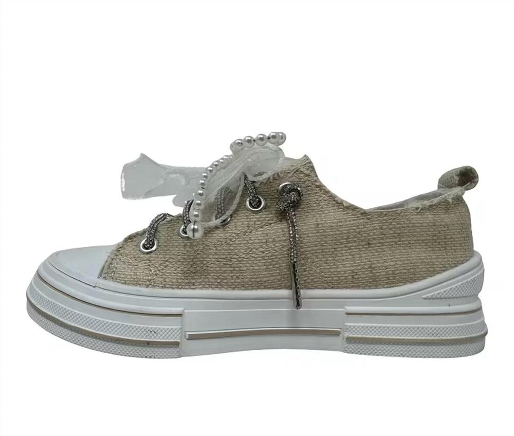 NEW VERY G women's aman sparkle sneakers in beige